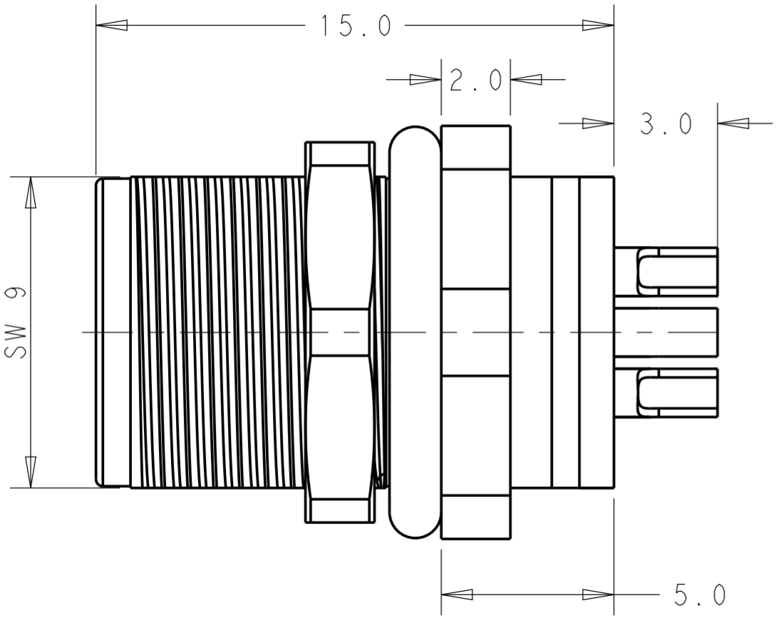 מחבר קונקטור לסנסורים זכר להלחמה לכבל TE CONNECTIVITY M8 T4031017041-000